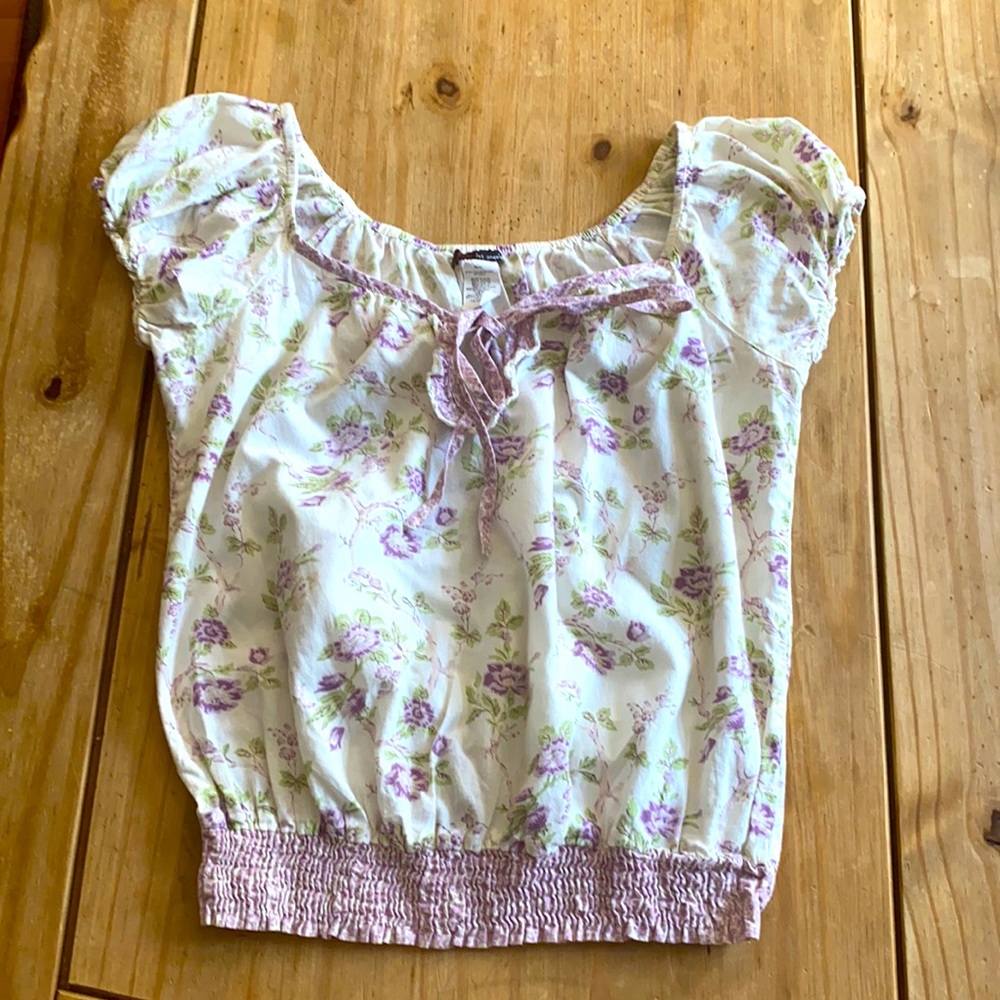 Fire Los Angeles shirt; purple flowers; size small